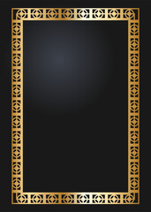 Elegant rectangular golden frame. Festive design. Gold border. Frames vector