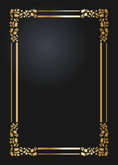 Elegant rectangular golden frame. Festive design. Gold border. Frames vector