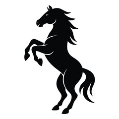 Majestic Stallion Black Horse Silhouette, Elegant Equine Art