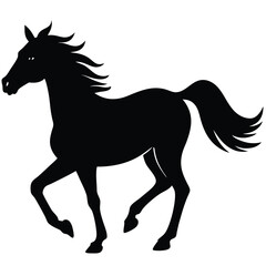 Majestic Black Horse Silhouette Elegant Equine Illustration