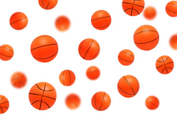 Flying orange basketball on transparent background png