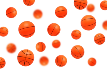 Flying orange basketball on transparent background png
