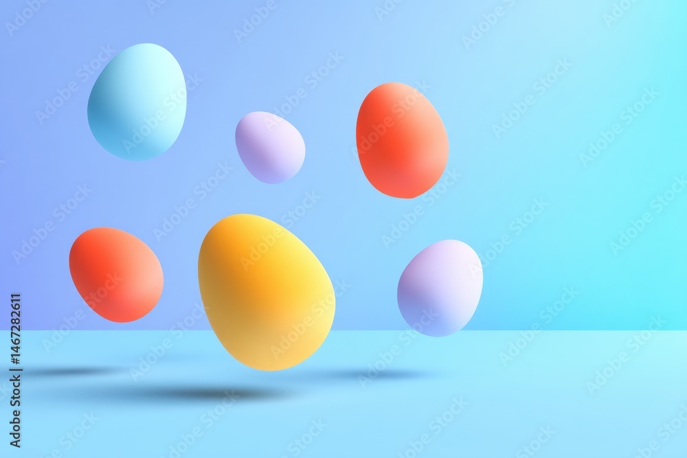 Aufkleber floating illustrated eggs in soft gradient background create a vibrant and playful atmosphere for sp