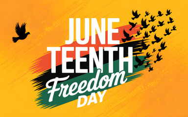 Bold Juneteenth Freedom Day Celebration with Doves and Grunge Art Design