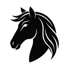 Elegant Black Horse Head Silhouette Vector Illustration