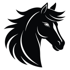 Majestic Black Stallion Head Elegant Horse Illustration