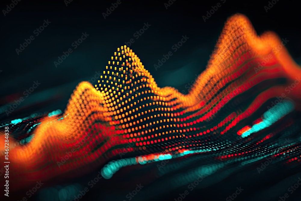 Poster abstract data visualization, dynamic wave patterns