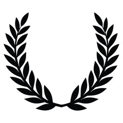 Elegant Black and White Laurel Wreath Illustration