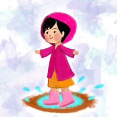 A girl under the rain