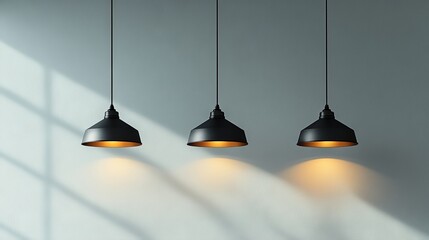 Modern Hanging Lamps with Warm Light and Soft Shadow on Wall