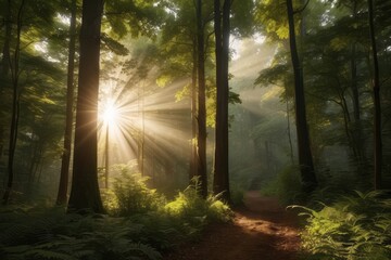 Obraz premium beautiful forest landscape, portraying the lush wilderness with vibrant flora