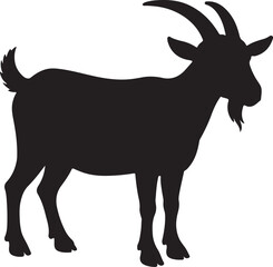 Goat Silhouette Vector – Black Livestock Animal Outline Design