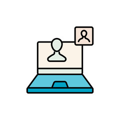 Virtual Classroom Icon with Monitor and People.