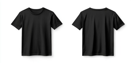 Blank black t-shirts mockup front and back view