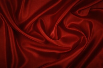 Obraz premium Red silk satin background. Beautiful soft wavy folds on smooth shiny fabric. Anniversary, Christmas, wedding, valentine, event, celebration concept. Red luxury background with copy space for design.