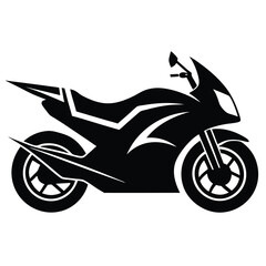 Powerful Sportbike Silhouette Black and White Motorcycle Design