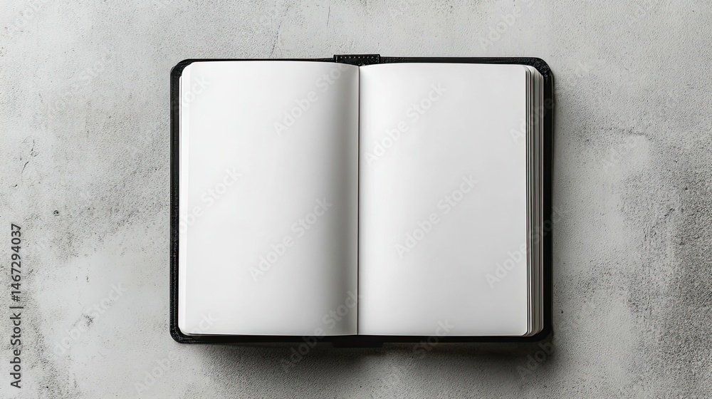Poster notebook inside mockup on a grey background for stationery product display and branding