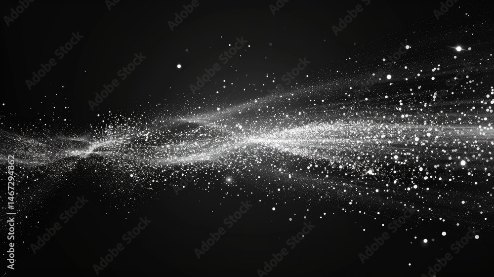 Poster abstract picture micro light sparkling particle represent data flow. vivid flowing wave with high te
