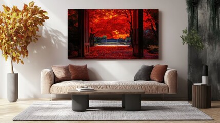 Kyoto Temple Entrance Framed by Fiery Red Leaves