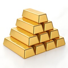 Stacked Golden Bricks  3D Isolated Collection