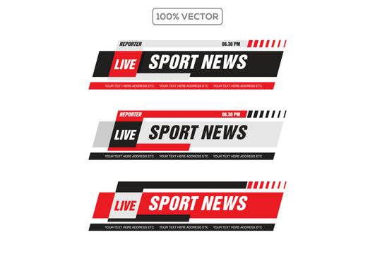 Set of lower third bar templates for breaking news, sports news .banner vector - Powered by Adobe