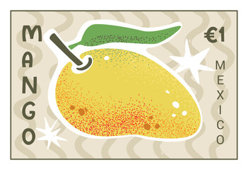Mango Exotic Fruit Postage Stamp Template