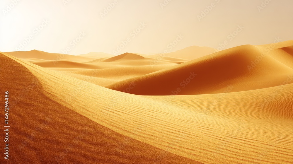 Poster golden sand ripples create a beautiful texture on a windswept dune at sunset, casting enchanting sha