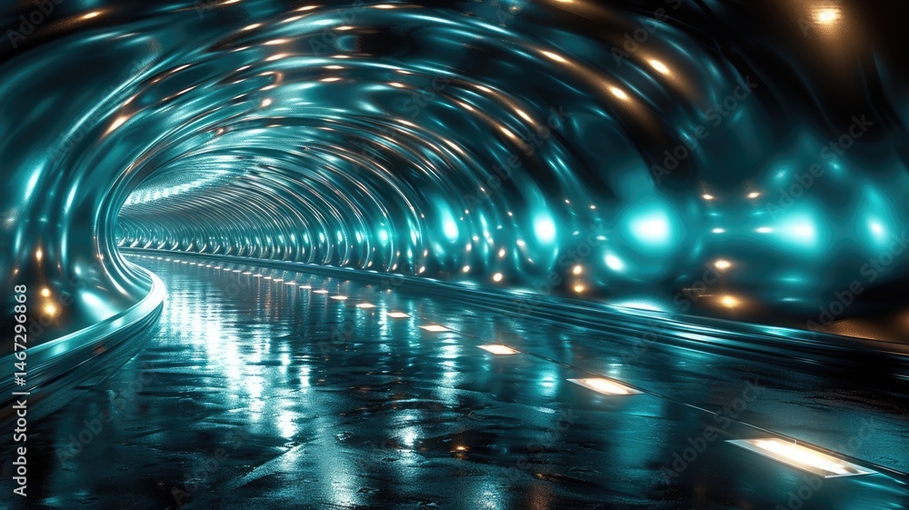 Poster the abstract of amazing tunnel reflect vividness dynamic of glowing light effect designed in spiral 