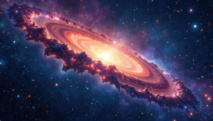 Vast, swirling nebulae and galaxies depicted in a cosmic map Ideal for science, space, astronomy projects , big bang, red shift