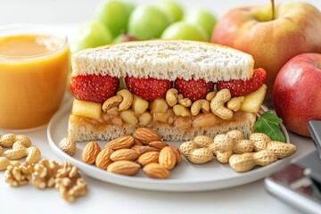 Wholesome and Nutritious Snack Plate A Delightful Blend of Fruits, Nuts, and More.