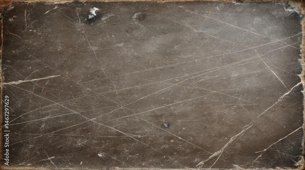 Poster dark, rough surface showcases a scratched, grunge texture with faded lines. diffused lighting create