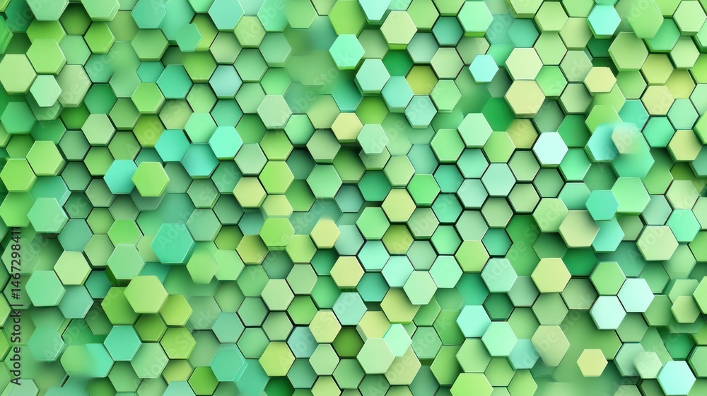 Aufkleber abstract green hexagon pattern background texture.