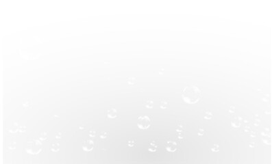 PNG three-dimensional water bubble with glossy glass sphere, clean color frame and floating soap drop on white banner, PNG 16-bit liquid design with glow and vector shine collection.
