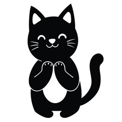 Adorable Happy Black Cat Illustration Cute Kitten Clipart