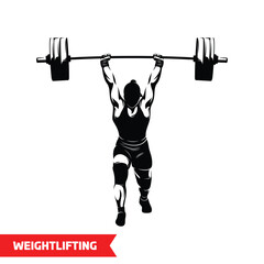 Vector illustration of a silhouette of a female athlete doing weightlifting