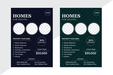 Modern real estate home sale flyer or poster template design
