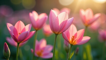 Naklejka premium Delicate may flowers in soft light, showcasing vibrant petals and gentle stems , macro, vibrant, flowers