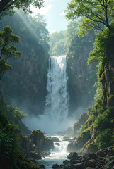 waterfall in the mountains