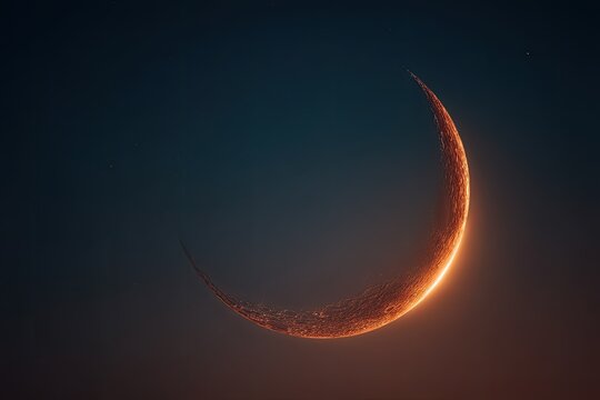 The Ethereal Glow of a Crescent Moon A Nighttime Celestial Wonder