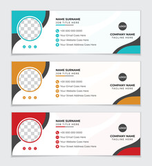 Corporate Minimalist 3 Color Variation Vector Email Signature Footer Design Or Template