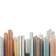 Colorful high rise buildings create vibrant cityscape