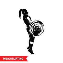 Vector illustration of a silhouette of a female athlete doing weightlifting