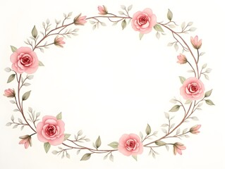 Romantic Roses Floral Design on White Canvas