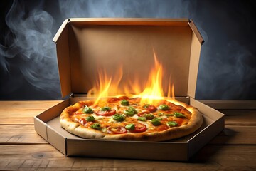 pizza in a box, hot pizza
