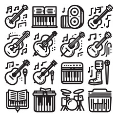 vector collection of musical instrument icon clipart in editable line style
