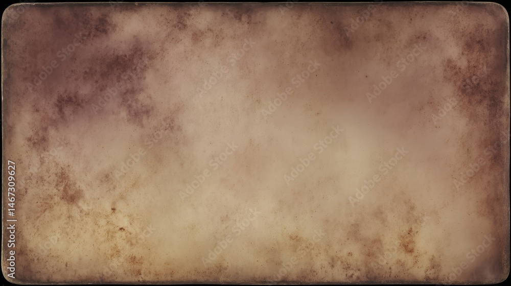 Aufkleber an aged frame holds a weathered background featuring fading tones, grainy texture, and light leaks, 