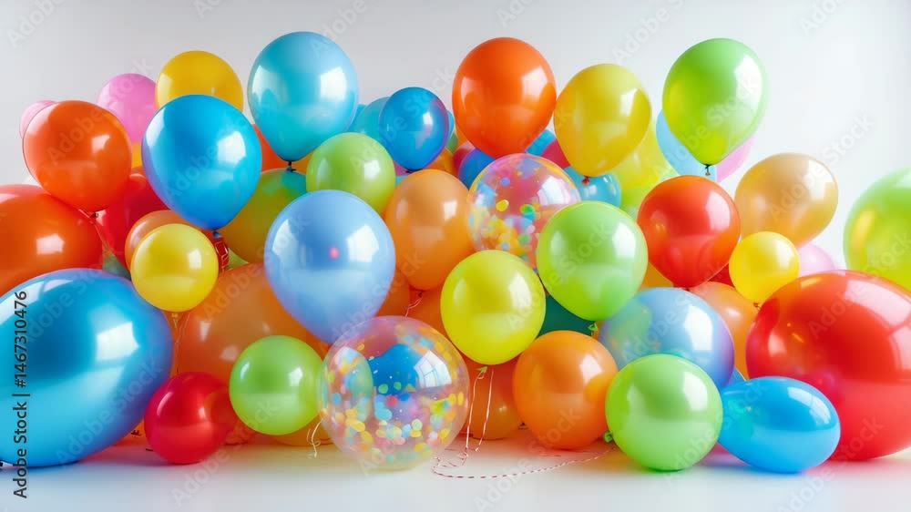 Poster cheerful array of colorful balloons setting