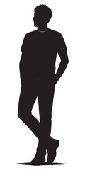 Fototapeta premium Silhouette of a man standing casually with hands in pockets for creative design projects and illustrations