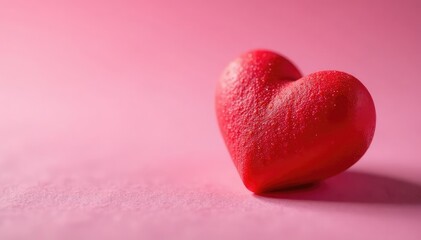 Obraz premium Close-up of a single, red heart-shaped Valentine's Day candy , festive treat, texture, red