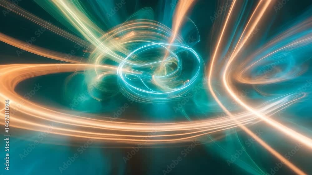 Poster light painting photography showcasing abstract shapes of light with long exposure and no photoshop, 